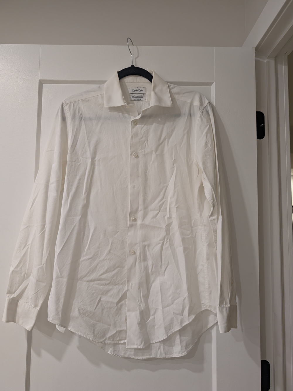 Calvin Klein Men's White Long-Sleeve Dress Shirt